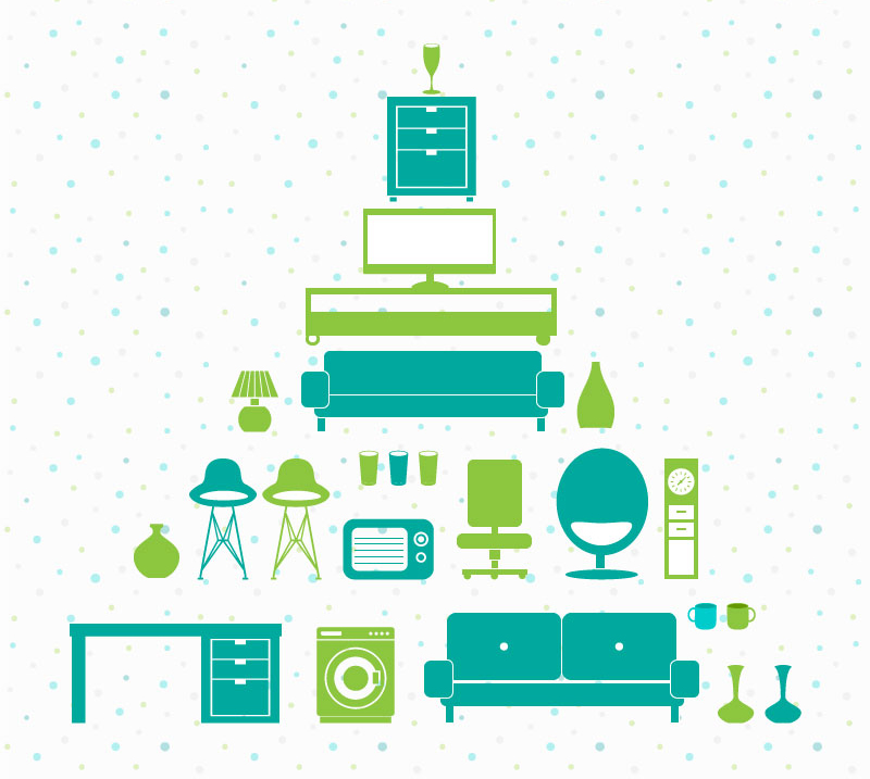 19 fresh models designed furniture ornaments vector material
