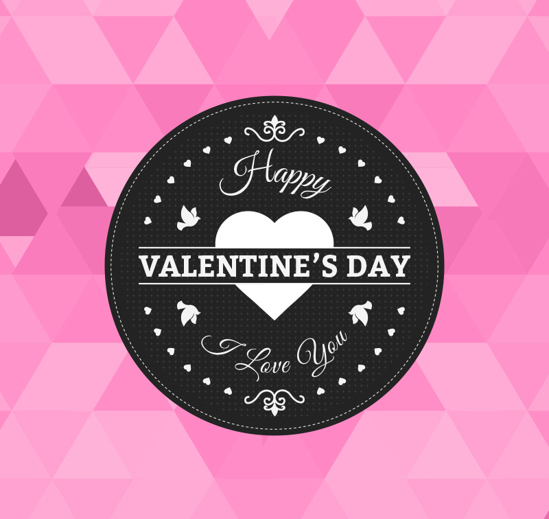 Valentine's Day greeting cards vector material black round label
