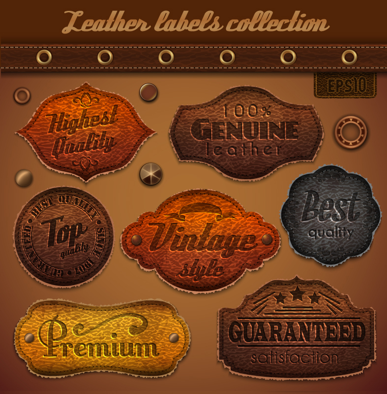 7 of vintage quality leather label vector material
