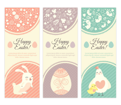 3 fresh Easter card vector material