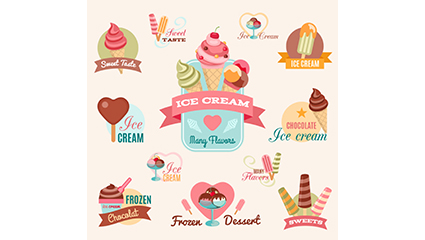 12 summer ice cream label vector material
