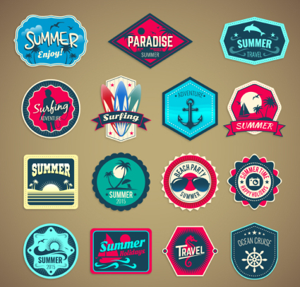15 summer holiday label vector material
