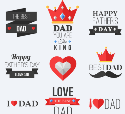 9 father's Day label design vector map