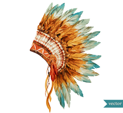 Water Painted Indian chief hat Vector