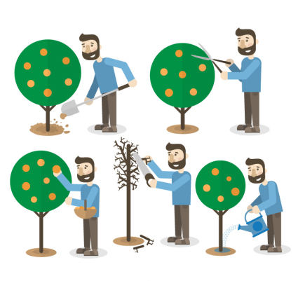 5 Nursing fruit gardener Vectors