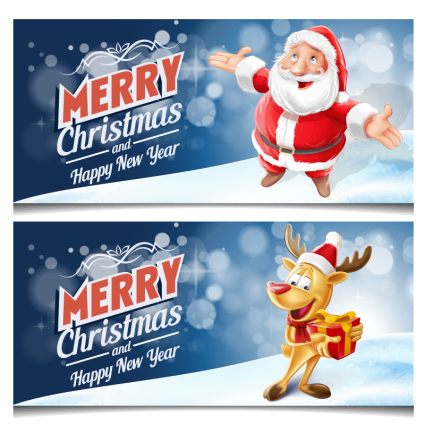 2 Merry Christmas banner vector material Cartoon