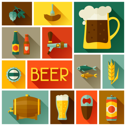 13 paragraph beer element icon vector material