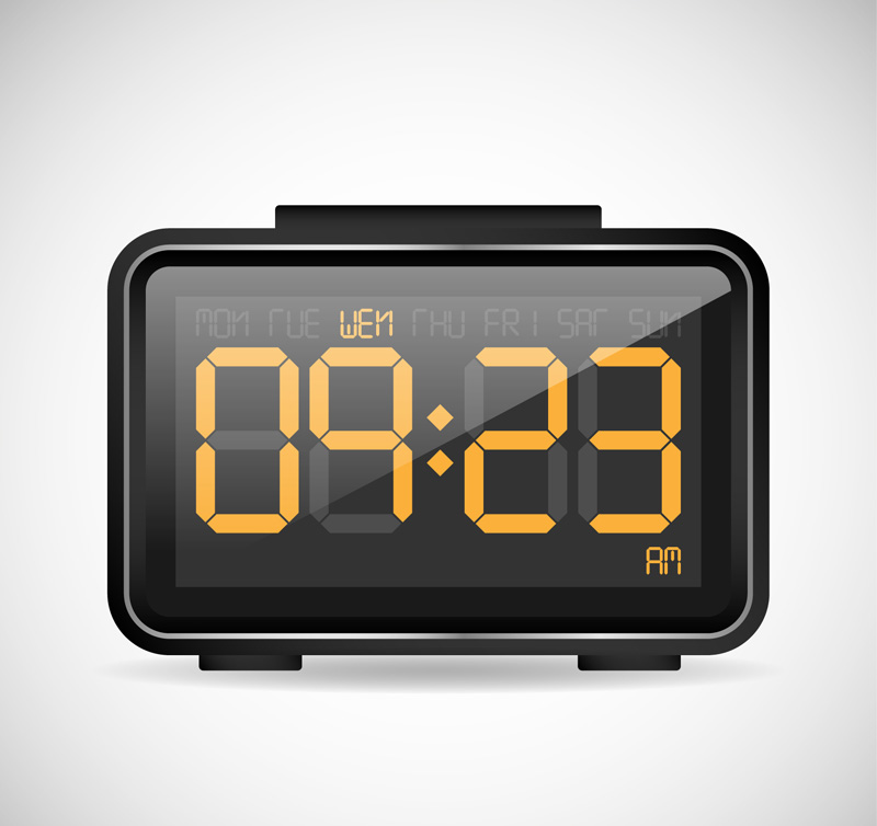 Black electronic clock design vector material