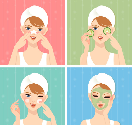 4 Beauty woman design vector material