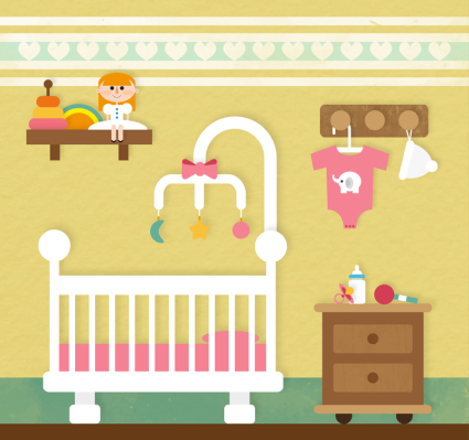 Pink baby room vector material