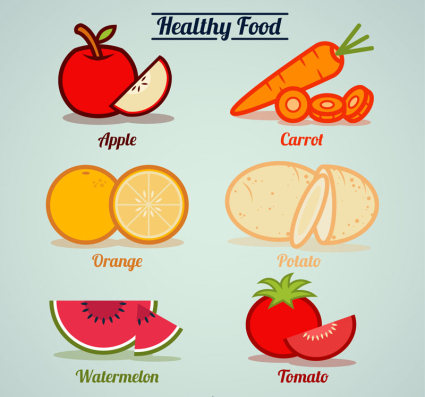 6 healthy food vector material download