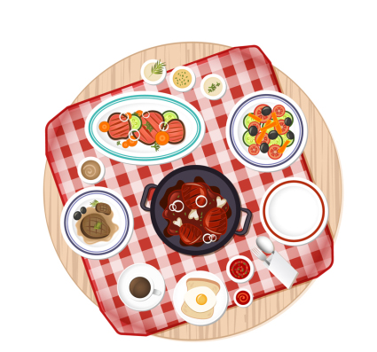 Rich and delicious table vector material