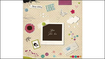 Vintage Polaroid photo background vector material