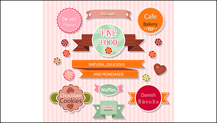 9 baking food label vector material