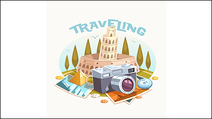 Vintage Travel camera illustrator vector material