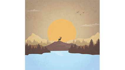 Reindeer vector material Sunset