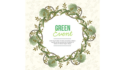 Green twig vine wreath text background vector