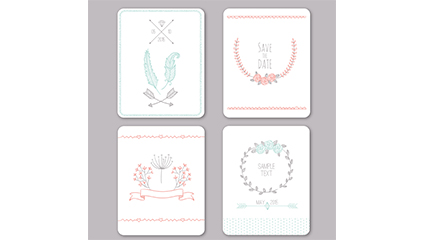 4 fresh wedding cards vector material