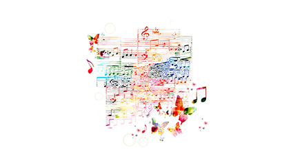 Drawing sheet music and butterfly Vector material