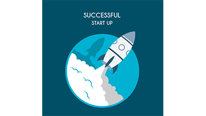 The successful launch of rocket blue vector material