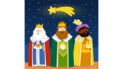 Cartoon stars and the Three Kings vector material
