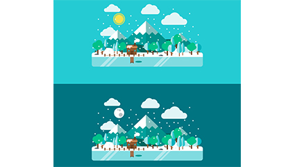 Winter mountain lake banner vector