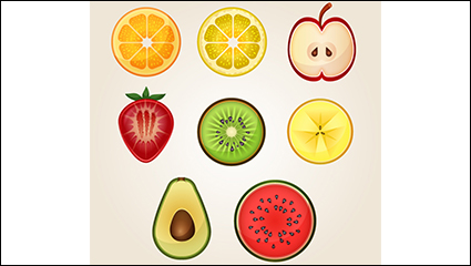 8 fruit slice design vector material