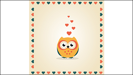 Cute love owl vector material