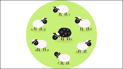 Cartoon sheep grazing group vector material