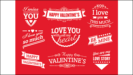 9 Valentine WordArt tag vector material