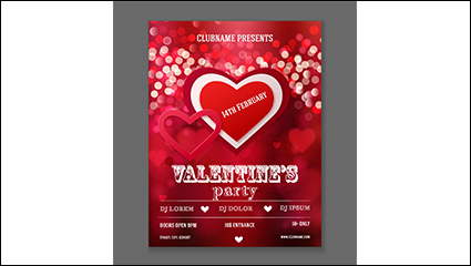 Beautiful red love party poster vector material
