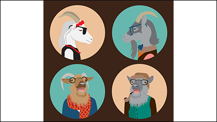 4 fashion goat head vector material