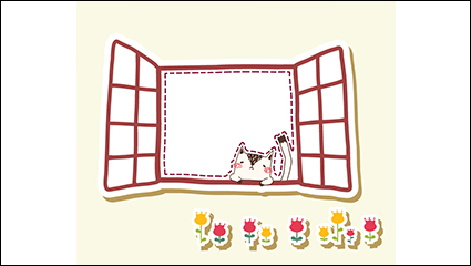 Look out the window of the cat vector material