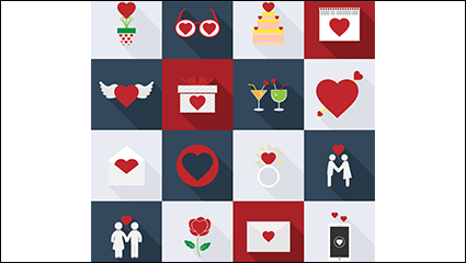 16 models of exquisite love element icon vector material
