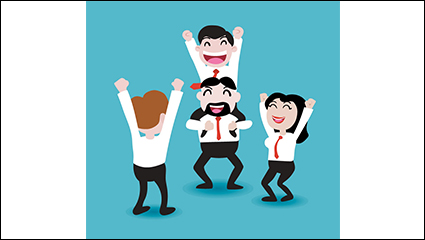 Business team cheering cartoon vector material