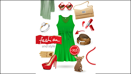 10 stylish women accessories vector material