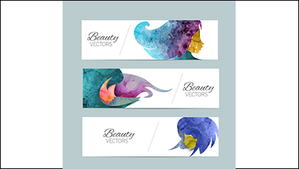 3 Photos banner vector watercolor woman
