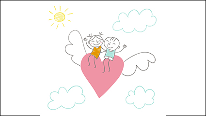 Couple love vector material painted on