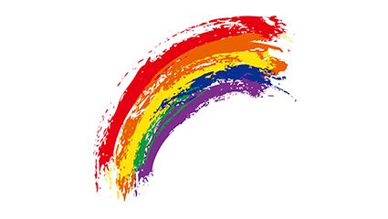 Watercolor graffiti rainbow vector material