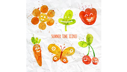 6 water painting summer element vector map