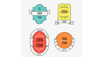 The 4 section of the hand drawn ribbon label vector map