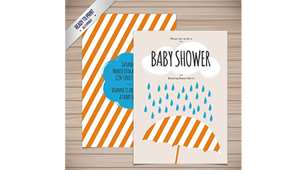 Striped welcome baby party invitation card vector map