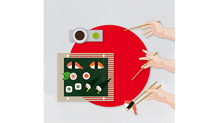 Japanese chopsticks and usage of vector material