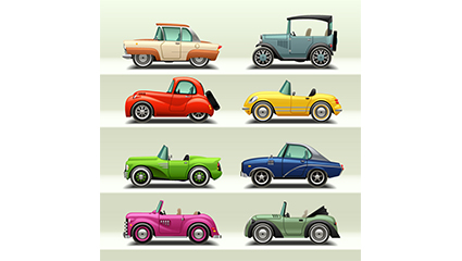 8 cartoon car design vector material