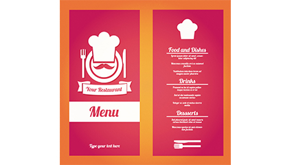 Creative red restaurant menu