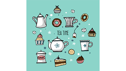 Fresh tea time vector illustration material
