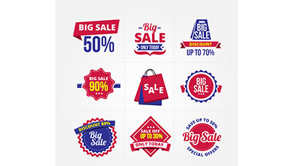 9 red and blue color tag vector Specials