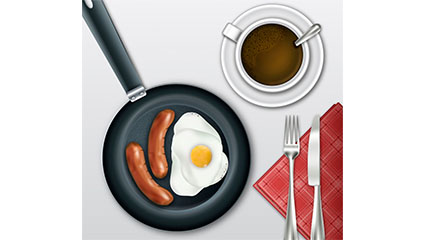 Delicious breakfast plan view vector material