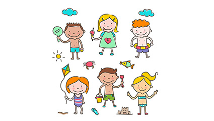 6 cute children playing vector