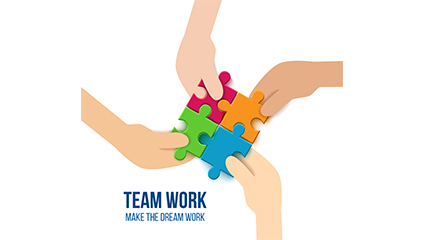 Creative team puzzle vector illustration material